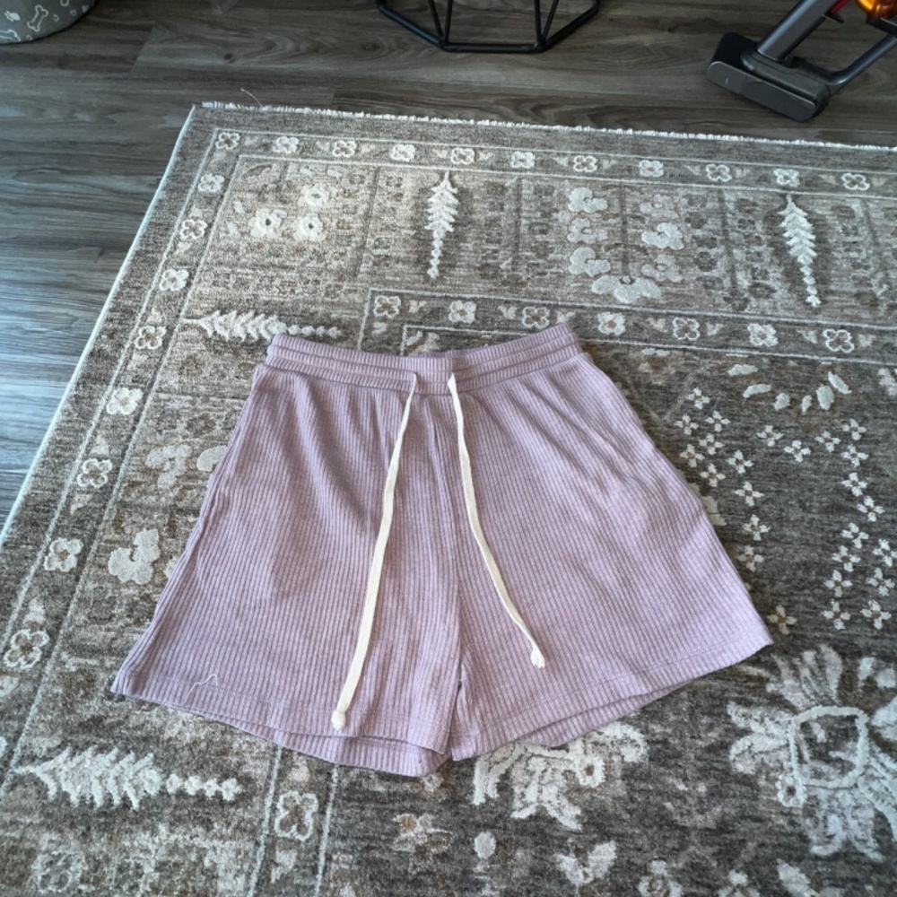 Lavender Ribbed Shorts with Drawstring - Picture 6 of 6